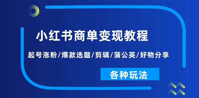 （11164期）小红书商单变现教程：起号涨粉/爆款选题/剪辑/蒲公英/好物分享/各种玩法插图