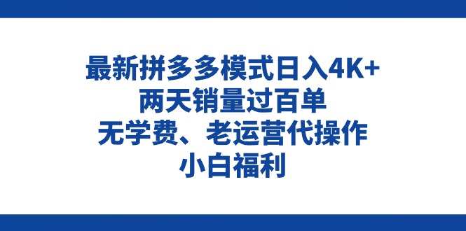 （11189期）拼多多zui新模式日入4K+两天销量过百单，无学费、老运营代操作、小白福利插图