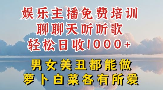 娱乐主播免费培训聊聊天听听歌轻松日收1K+，男女美丑都能做萝卜白菜各有所爱【揭秘】插图