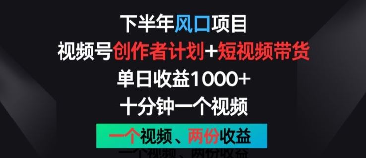 下半年风口项目，视频号创作者计划+视频带货，一个视频两份收益，十分钟一个视频【揭秘】插图