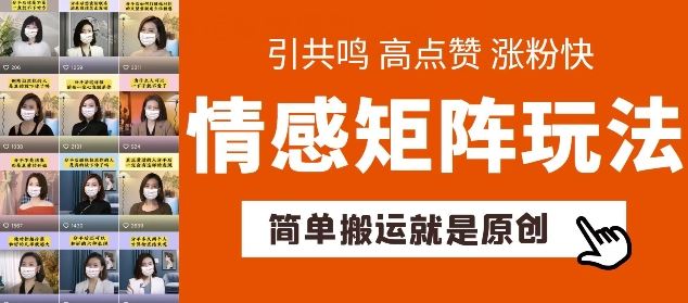 简单搬运，情感矩阵玩法，涨粉速度快，可带货，可起号【揭秘】插图