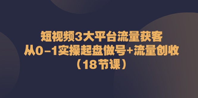 （10873期）短视频3大平台·流量 获客：从0-1实操起盘做号+流量 创收（18节课）插图