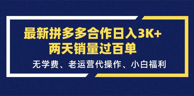 （11288期）zui新拼多多合作日入3K+两天销量过百单，无学费、老运营代操作、小白福利插图