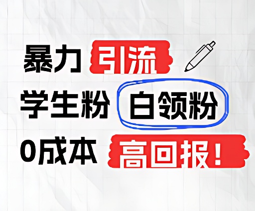 暴力引流学生粉白领粉，吊打以往LJ玩法，0成本，高回报插图