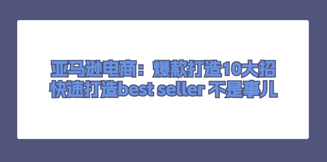 （11431期）亚马逊电商：爆款打造10大招，快速打造best seller 不是事儿插图