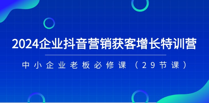 （11349期）2024企业抖音-营销获客增长特训营，中小企业老板必修课（29节课）插图