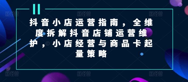 抖音小店运营指南，全维度拆解抖音店铺运营维护，小店经营与商品卡起量策略插图