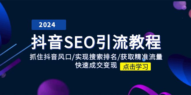 （11352期）抖音 SEO引流教程：抓住抖音风口/实现搜索排名/获取精准流量/快速成交变现插图