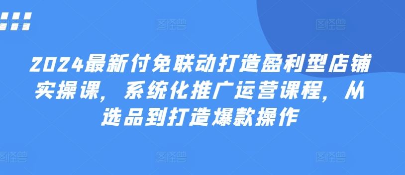 2024zui新付免联动打造盈利型店铺实操课，​系统化推广运营课程，从选品到打造爆款操作插图