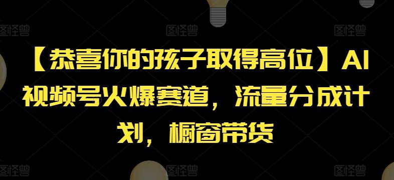 【恭喜你的孩子取得高位】AI视频号火爆赛道，流量分成计划，橱窗带货【揭秘】插图