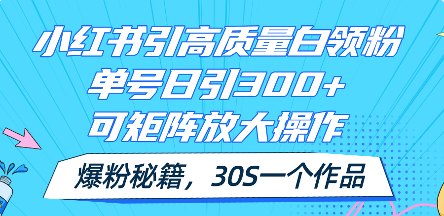 （11692期）小红书引高质量白领粉，单号日引300+，可放大操作，爆粉秘籍！30s一个作品插图