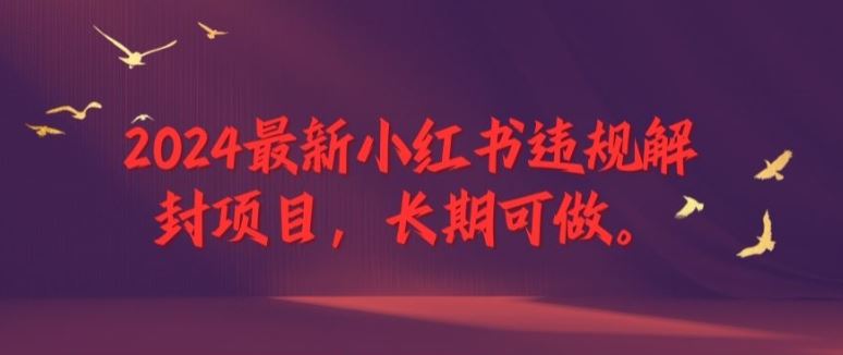 2024zui新小红书违规解封项目，长期可做，一个可以做到退休的项目【揭秘】插图