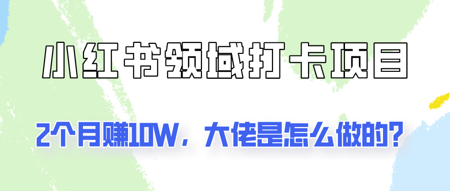 通过小红书领域打卡项目2个月赚10W，大佬是怎么做的？插图