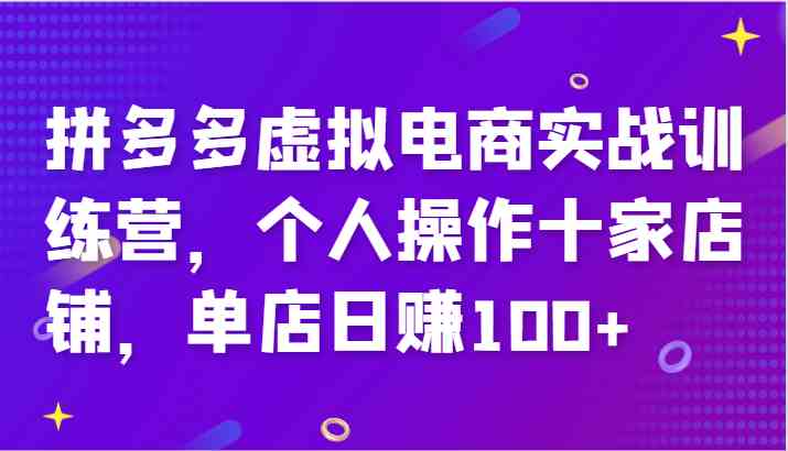 拼多多虚拟电商实战训练营，个人操作十家店铺，单店日赚100+插图