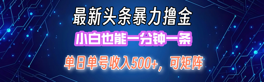 （12380期）zui新暴力头条掘金日入500+，矩阵操作日入2000+ ，小白也能轻松上手！插图