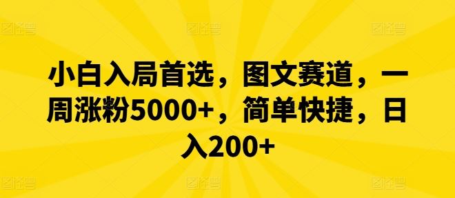 小白入局首选，图文赛道，一周涨粉5000+，简单快捷，日入200+插图