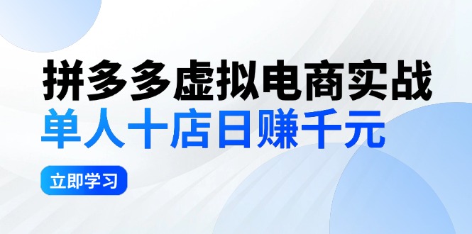 （12326期）拼多多虚拟电商实战：单人10店日赚千元，深耕老项目，稳定盈利不求风口插图