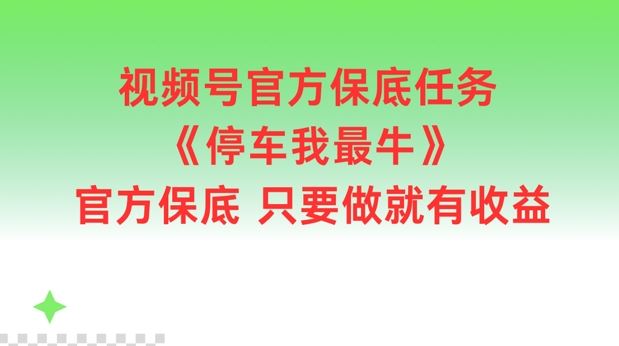 视频号官方保底任务，停车我zui牛，官方保底只要做就有收益【揭秘】插图