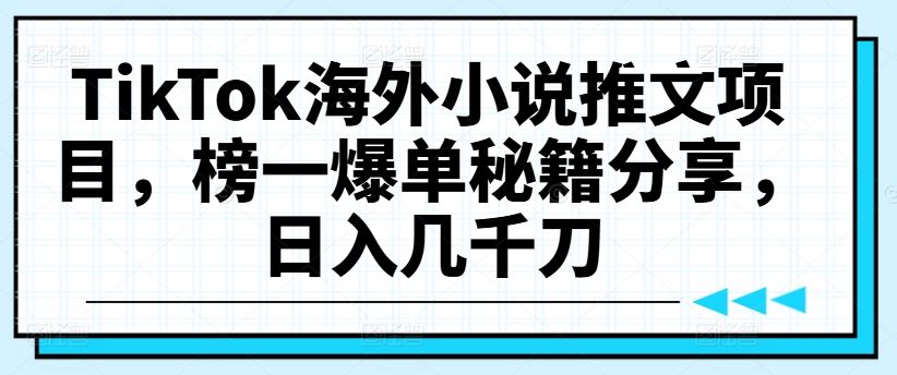 TikTok海外小说推文项目，榜一爆单秘籍分享，日入几千刀插图