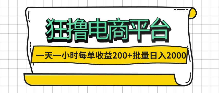 （12463期）一天一小时 狂撸电商平台 每单收益200+ 批量日入2000+插图