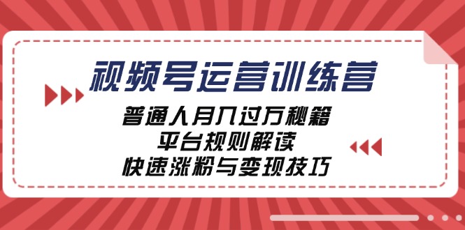 视频号运营训练营：普通人月入过万秘籍，平台规则解读，快速涨粉与变现插图