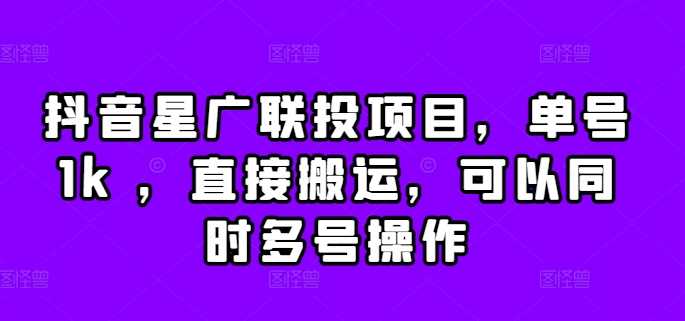 抖音星广联投项目，单号1k ，直接搬运，可以同时多号操作【揭秘】插图