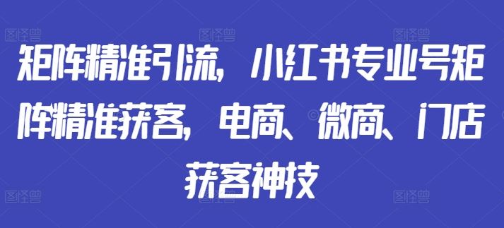 矩阵精准引流，小红书专业号矩阵精准获客，电商、微商、门店获客神技插图