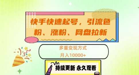 快手快速起号，引流s粉、涨粉、网盘拉新多重变现方式，月入1w【揭秘】插图