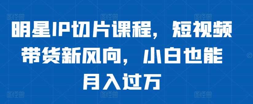 明星IP切片课程，短视频带货新风向，小白也能月入过万插图