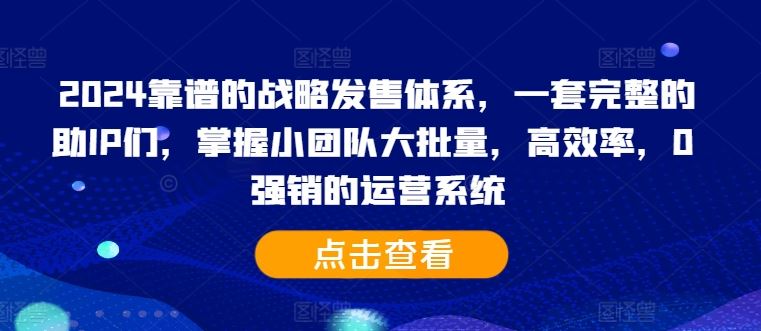 2024靠谱的战略发售体系，一套完整的助IP们，掌握小团队大批量，高效率，0 强销的运营系统插图