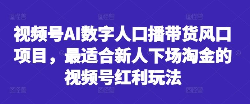 视频号AI数字人口播带货风口项目，zui适合新人下场淘金的视频号红利玩法插图