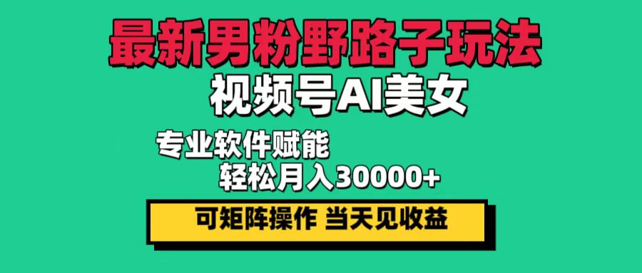 （12909期）zui新男粉野路子玩法，视频号AI美女，当天见收益，轻松月入30000＋插图