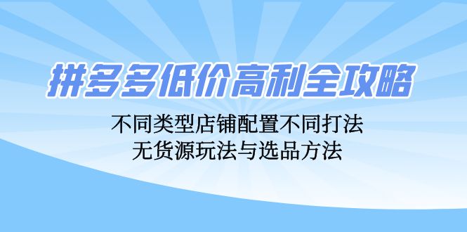 （12897期）拼多多低价高利全攻略：不同类型店铺配置不同打法，无货源玩法与选品方法插图