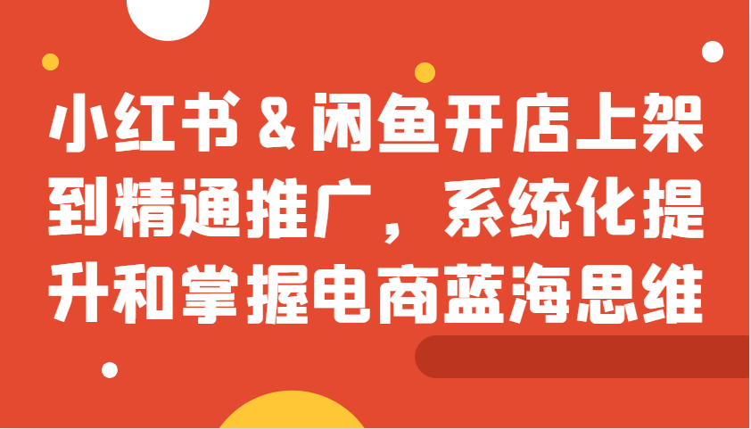 小红书&闲鱼开店上架到精通推广，系统化提升和掌握电商蓝海思维插图