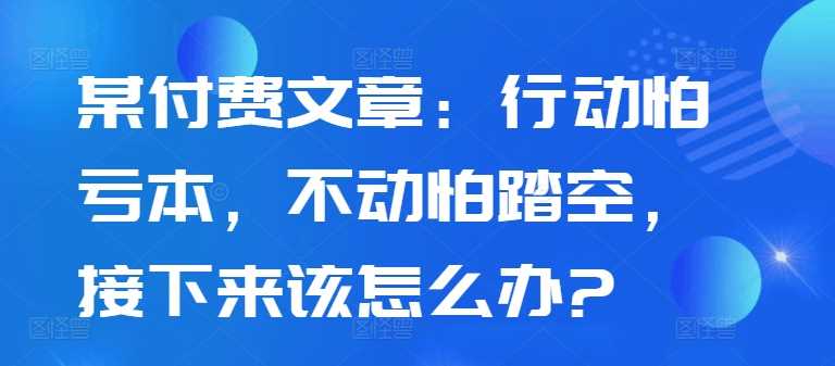 某付费文章：行动怕亏本，不动怕踏空，接下来该怎么办?插图