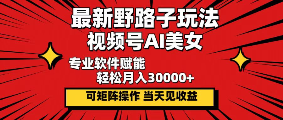 （12798期）zui新野路子玩法，视频号AI美女，当天见收益，轻松月入30000＋插图