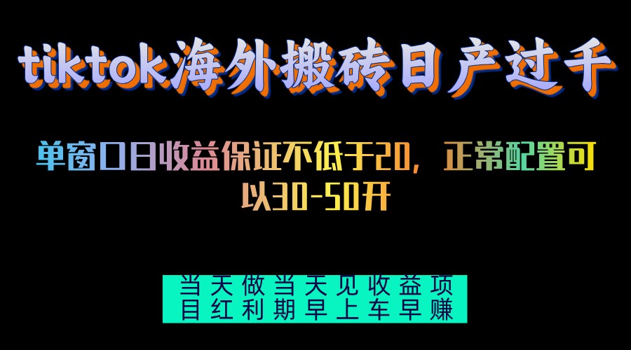 （13079期）tiktok海外搬砖项目单机日产过千当天做当天见收益插图