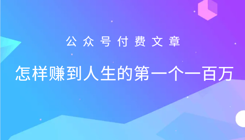 某公众号付费文章：怎么样才能赚到人生的NO.1个一百万插图