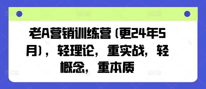 老A营销训练营(更24年10月)，轻理论，重实战，轻概念，重本质插图