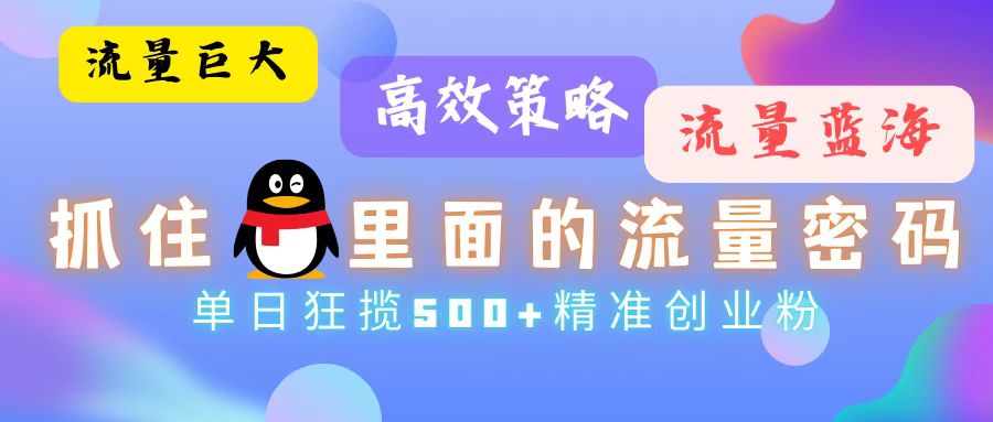 （13068期）流量蓝海，抓住QQ里面的流量密码！高效策略，单日狂揽500+精准创业粉插图