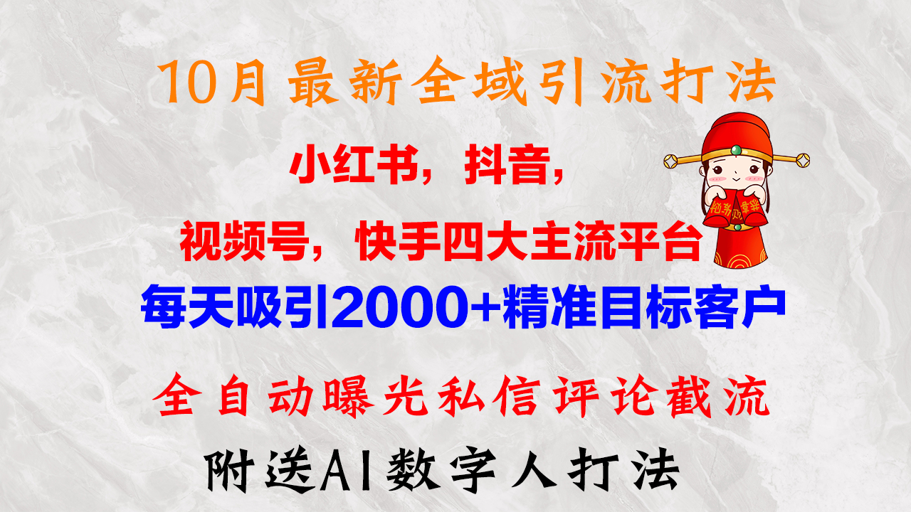 （12921期）10月zui新小红书，抖音，视频号，快手四大平台全域引流，，每天吸引2000…插图