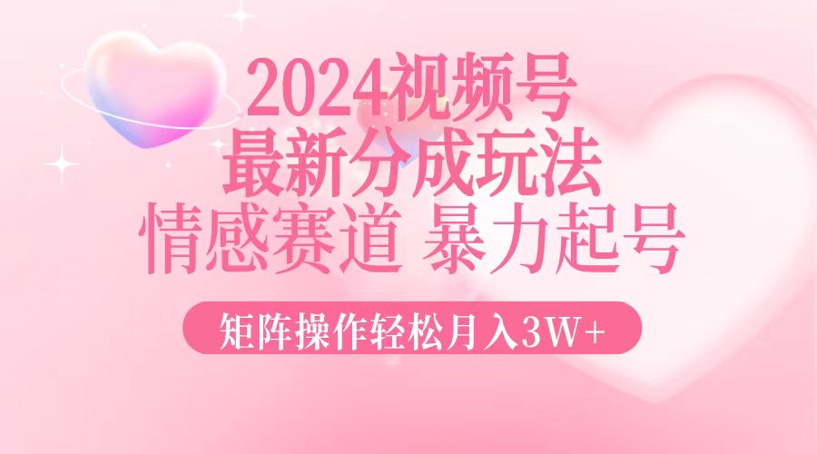 （12922期）2024zui新视频号分成玩法，情感赛道，暴力起号，矩阵操作轻松月入3W+插图