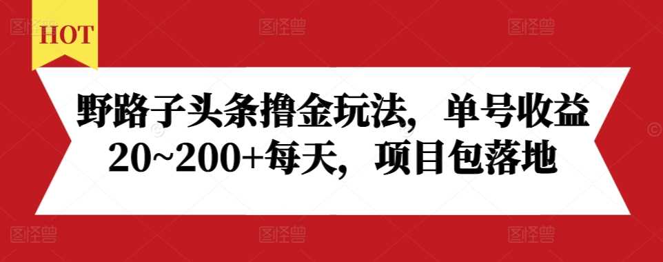 野路子头条撸金玩法，单号收益20~200+每天，项目包落地插图