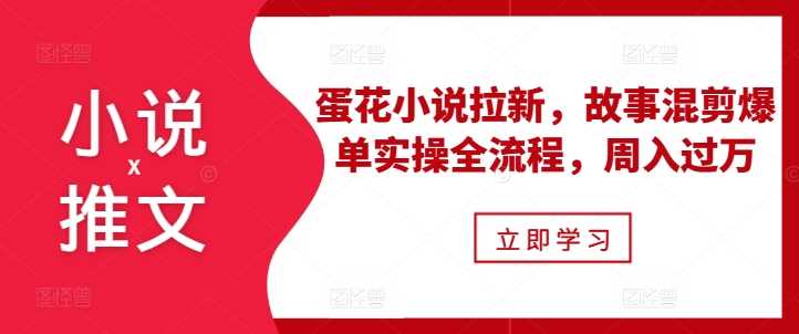 小说推文之蛋花小说拉新，故事混剪爆单实操全流程，周入过万插图