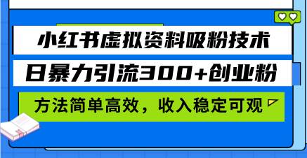 （13345期）小红书虚拟资料吸粉技术，日暴力引流300+创业粉，方法简单高效，收入稳…插图