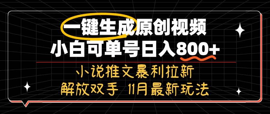 （13215期）11月zui新玩法小说推文暴利拉新，一键生成原创视频，小白可单号日入800+…插图