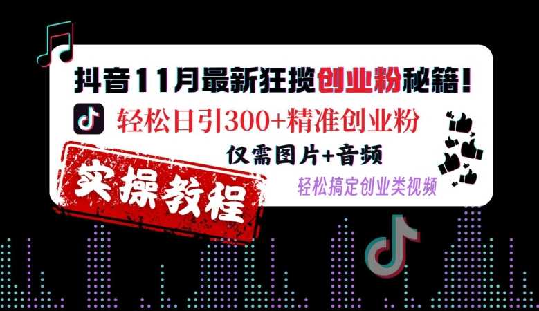 抖音11月zui新狂揽创业粉秘籍，轻松日引300+精准创业粉，仅需图片+音频，轻松搞定创业类视频插图