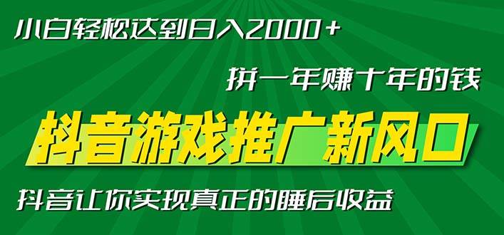 （13331期）新风口抖音游戏推广—拼一年赚十年的钱，小白每天一小时轻松日入2000＋插图