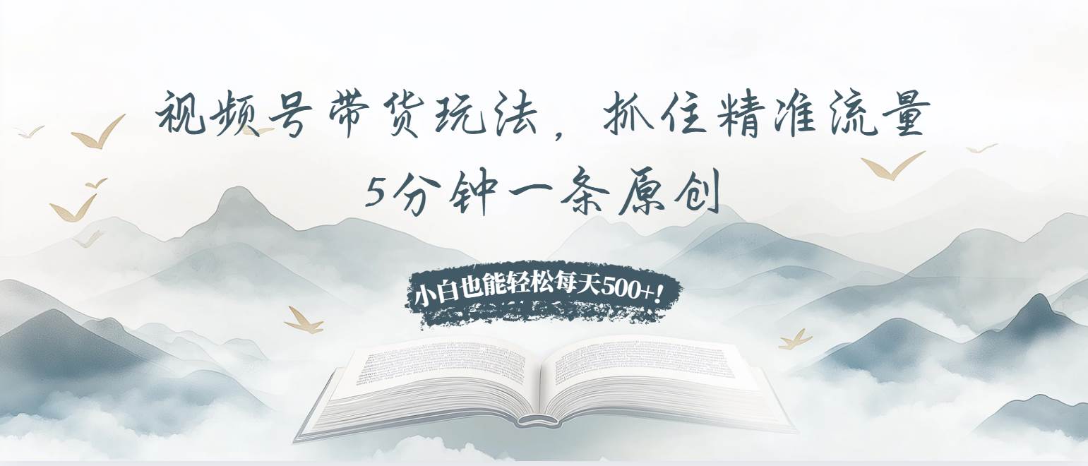 （13492期）视频号带货玩法，抓住精准流量，5分钟一条原创，小白也能轻松每天500+！插图