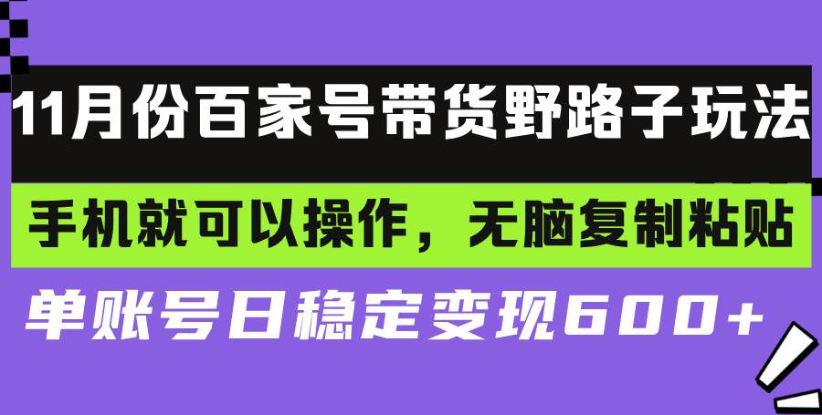 （13281期）百家号带货野路子玩法 手机就可以操作，无脑复制粘贴 单账号日稳定变现…插图